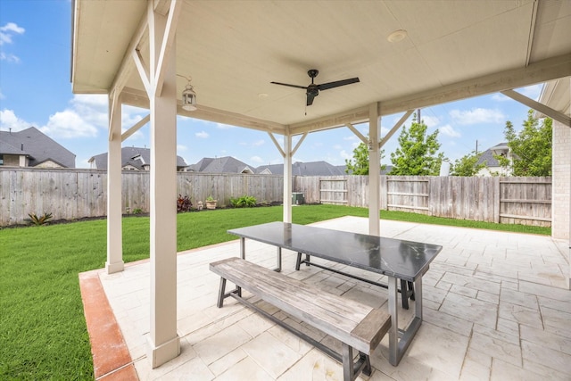 29035 Nectar Island Ln, Katy, TX 77494 - view of patio / terrace featuring outdoor dining area and a ceiling fan