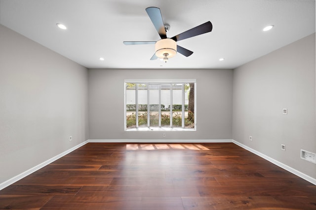 8954 Chatsworth Dr, Houston, TX 77024 - unfurnished room with baseboards, wood finished floors, recessed lighting, and a ceiling fan