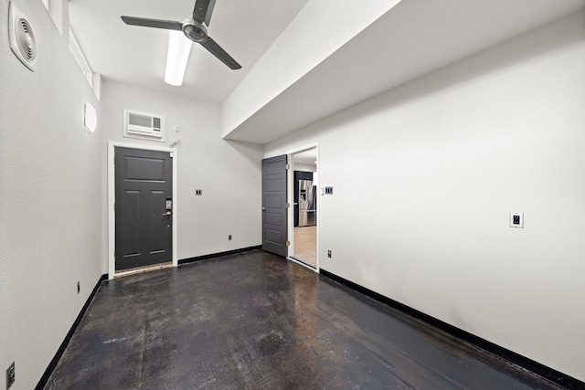 8954 Chatsworth Dr, Houston, TX 77024 - empty room with a ceiling fan, finished concrete floors, and baseboards