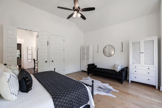 2514 Heritage Park Dr, Missouri City, TX 77459 - bedroom featuring baseboards, wood finished floors, ceiling fan, and vaulted ceiling
