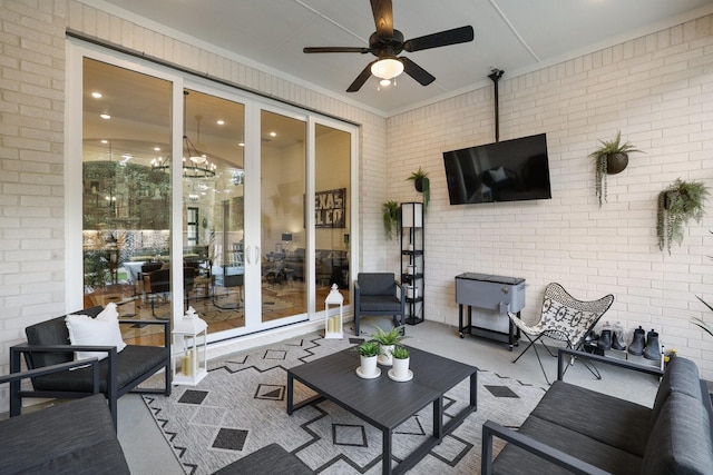 2514 Heritage Park Dr, Missouri City, TX 77459 - view of patio / terrace with ceiling fan and an outdoor living space