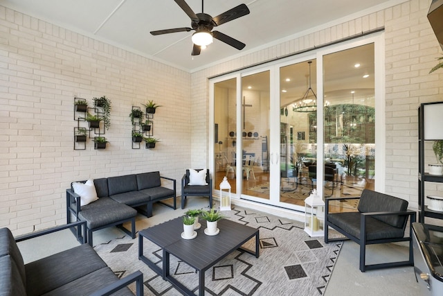 2514 Heritage Park Dr, Missouri City, TX 77459 - view of patio featuring a ceiling fan and outdoor lounge area