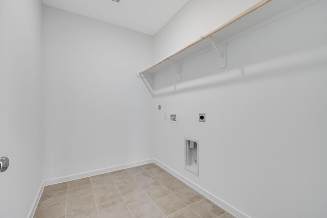 laundry room featuring hookup for a washing machine, baseboards, electric dryer hookup, and laundry area
