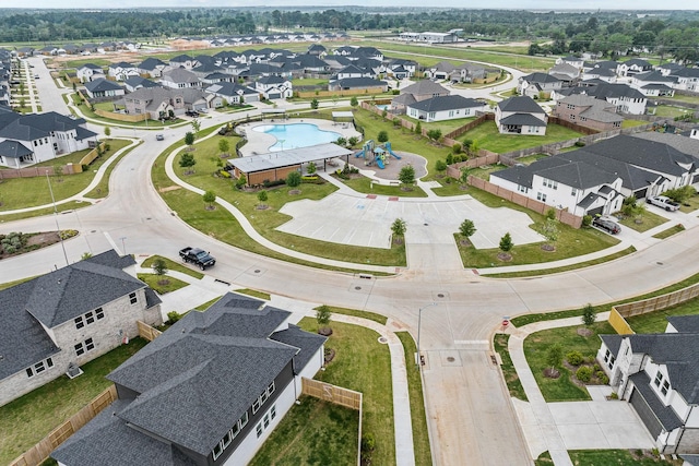 drone / aerial view with a residential view