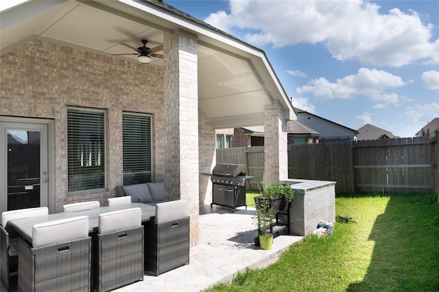 835 Sarasota Shore Dr, Katy, TX 77493 - view of patio featuring ceiling fan and area for grilling