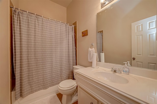 25910 Palmdale Estate Dr, Richmond, TX 77406 - bathroom with shower / bath combination with curtain, vanity, and toilet