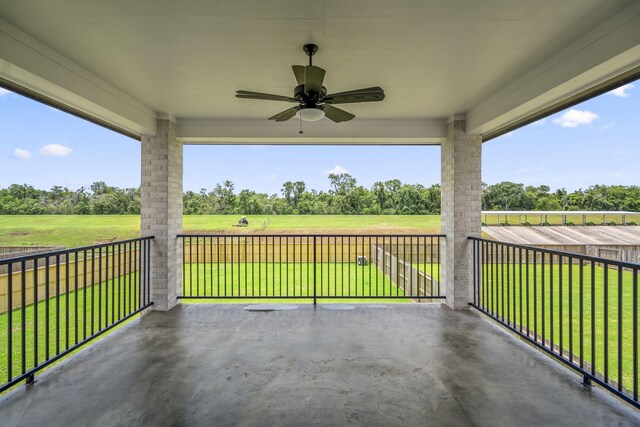 9618 Leafgate Ct, Missouri City, TX 77459 - view of patio / terrace featuring ceiling fan and view of scattered trees