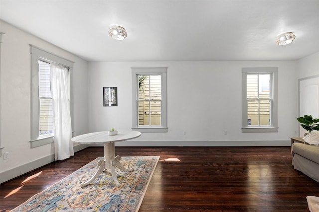 interior space with baseboards and dark wood finished floors