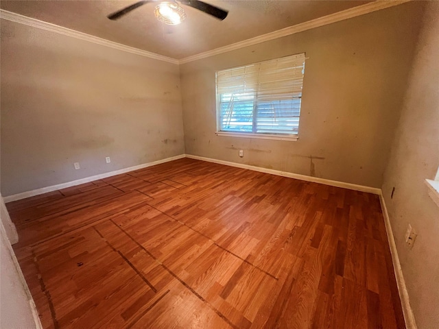 105 Longridge Dr, La Marque, TX 77568 - empty room with wood finished floors, ceiling fan, baseboards, and ornamental molding