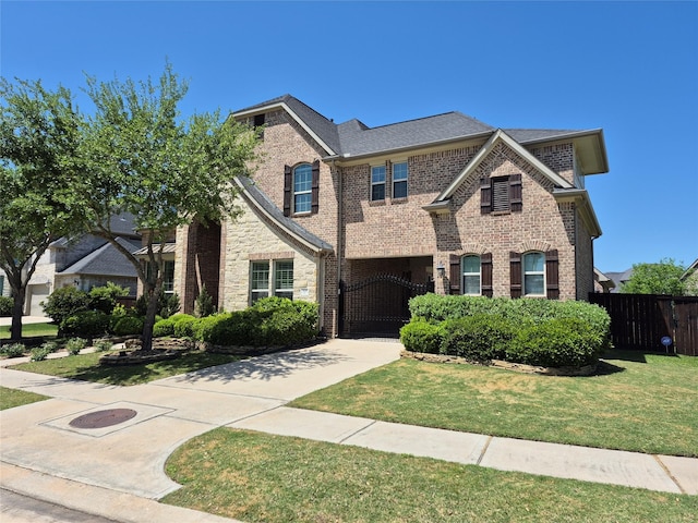 7106 Prairie Grass Ln, Katy, TX 77493 - view of front facade with brick siding, concrete driveway, and a gate