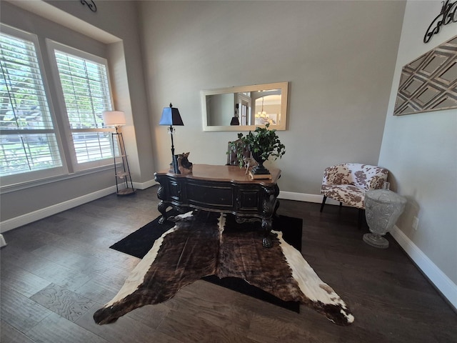 7106 Prairie Grass Ln, Katy, TX 77493 - office area featuring wood finished floors and baseboards