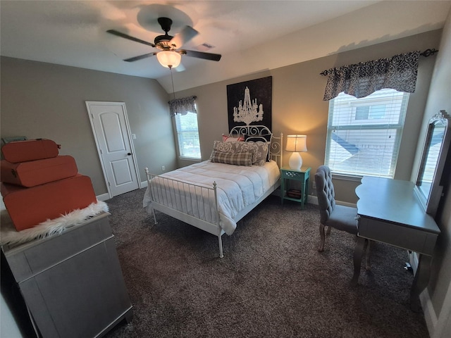 7106 Prairie Grass Ln, Katy, TX 77493 - bedroom featuring dark carpet, baseboards, and a ceiling fan