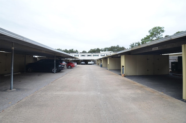 view of covered parking lot