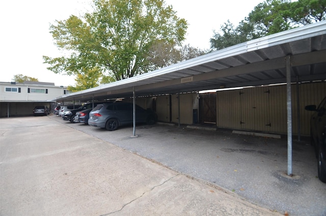 view of covered parking lot