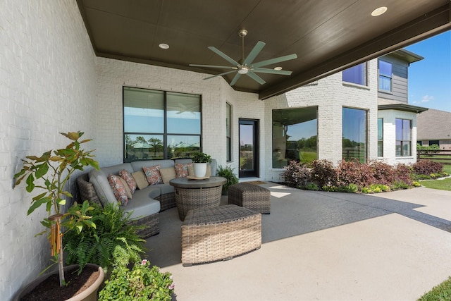 26719 Outback Dr, Katy, TX 77493 - view of patio / terrace featuring outdoor lounge area and ceiling fan