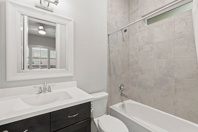 6931 Harvest Ln, Katy, TX 77493 - bathroom with toilet, vanity, and shower / tub combination