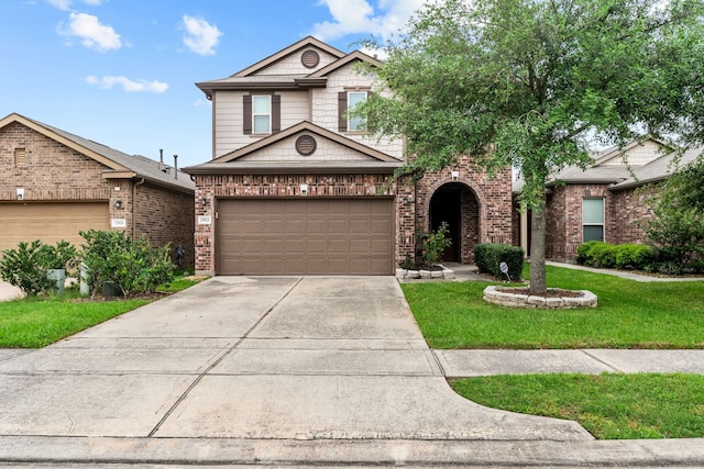15922 Copper Springs Ln, Houston, TX 77084 - traditional-style home featuring driveway, a front lawn, and brick siding