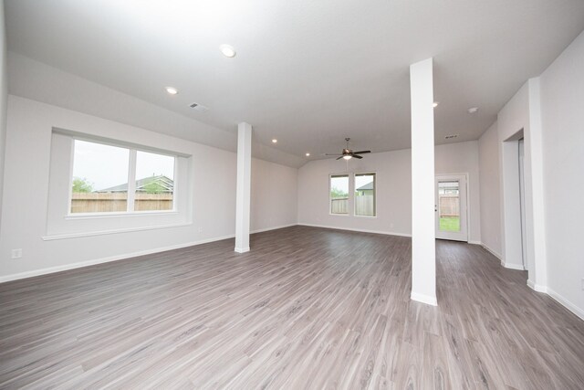 3001 Plains Cir, Brookshire, TX 77423 - below grade area featuring ceiling fan, wood finished floors, baseboards, and recessed lighting