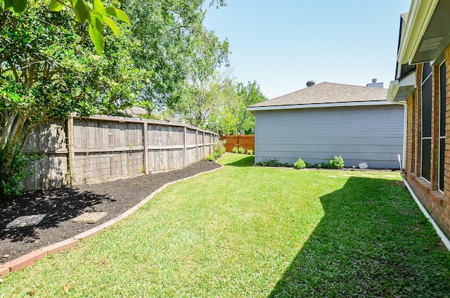 view of yard featuring a fenced backyard