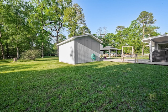 1535 Spring Hills Dr, Spring, TX 77386 - view of green lawn featuring a gazebo, an outbuilding, and a patio