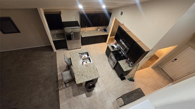living area with visible vents