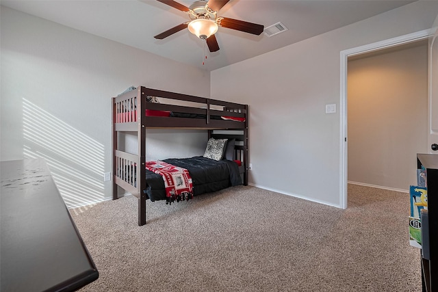 23806 Naples Shore Dr, Katy, TX 77493 - bedroom with baseboards, a ceiling fan, visible vents, and carpet floors