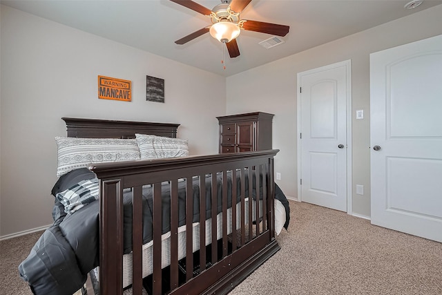 23806 Naples Shore Dr, Katy, TX 77493 - carpeted bedroom with ceiling fan, baseboards, and visible vents