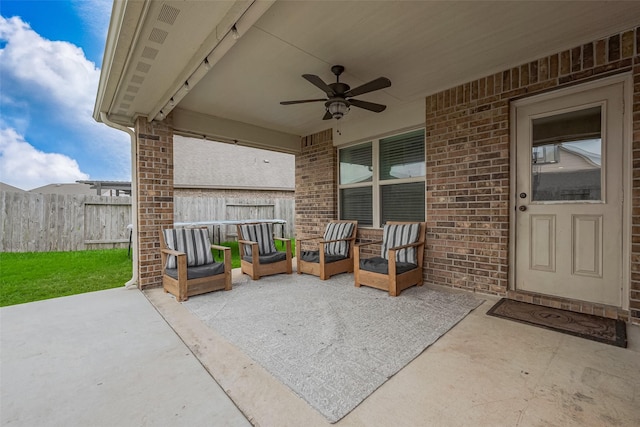 23806 Naples Shore Dr, Katy, TX 77493 - view of patio / terrace featuring fence and ceiling fan