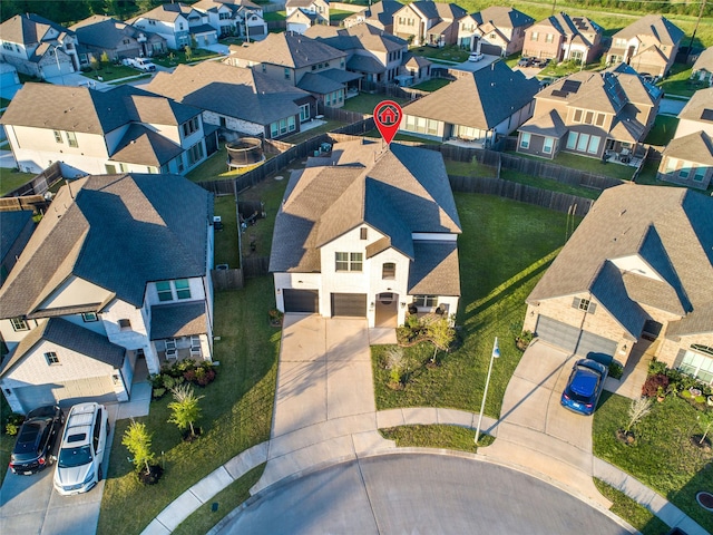aerial view with a residential view