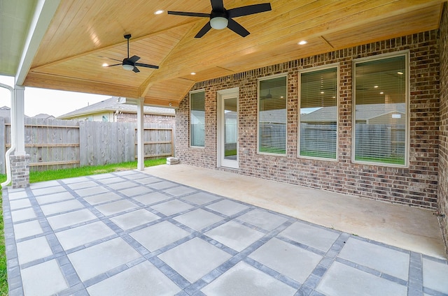 14211 Walworth Creek Ct, Rosharon, TX 77583 - view of patio / terrace featuring ceiling fan and fence