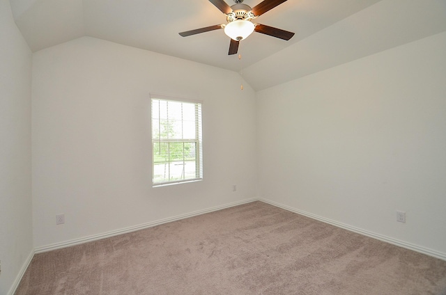 14211 Walworth Creek Ct, Rosharon, TX 77583 - carpeted spare room with a ceiling fan, baseboards, and lofted ceiling