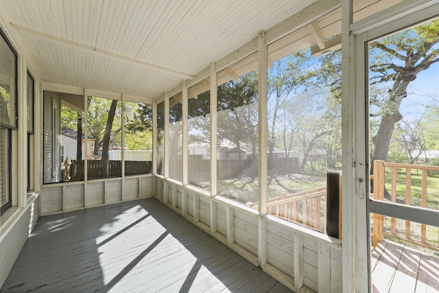 view of unfurnished sunroom