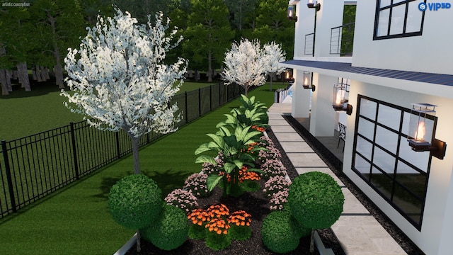 view of yard with fence