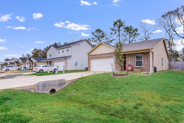 15560 Briar Forest Dr, Conroe, TX 77306 - view of front of house featuring brick siding, driveway, an attached garage, and board and batten siding