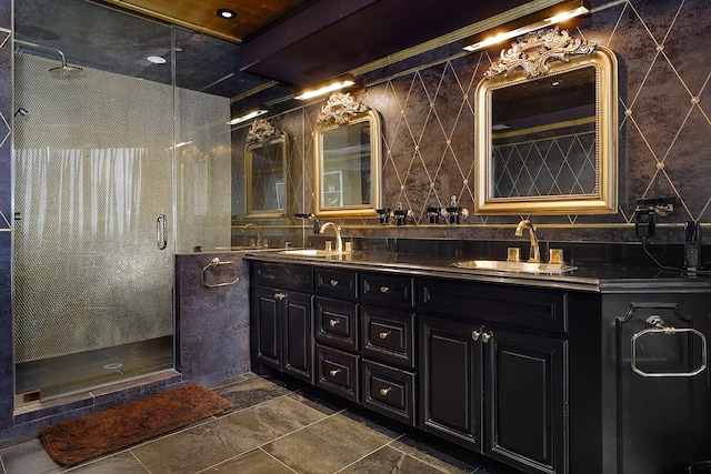 101 Westcott St Unit 2001, Houston, TX 77007 - full bath with a sink, double vanity, and a stall shower