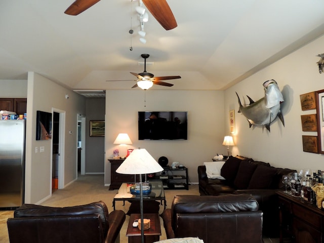 1 Alligator Head Ln, Port O Connor, TX 77982 - living room featuring a ceiling fan and light carpet