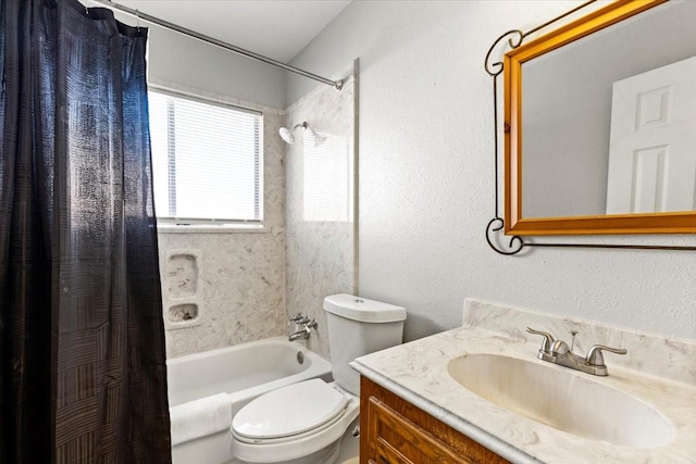 15707 Spring Forest Dr, Houston, TX 77059 - bathroom featuring shower / bath combo, vanity, and toilet