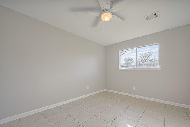 8719 Valley Meadow Dr, Houston, TX 77078 - spare room featuring light tile patterned floors, visible vents, baseboards, and ceiling fan