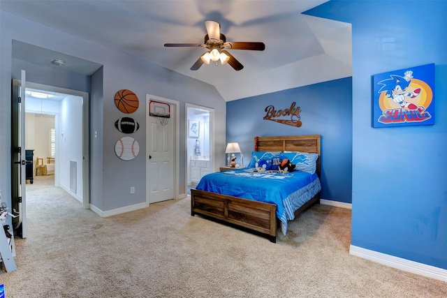 15122 Windsdowne Ln, Cypress, TX 77429 - carpeted bedroom featuring ceiling fan and lofted ceiling