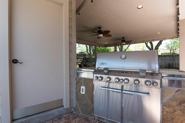 15122 Windsdowne Ln, Cypress, TX 77429 - view of patio with area for grilling and ceiling fan