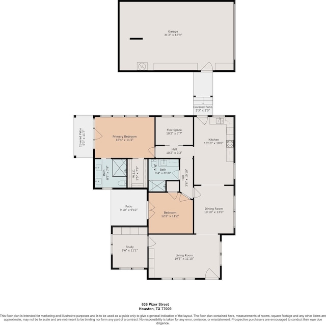 636 Pizer St, Houston, TX 77009 - floor plan / room layout