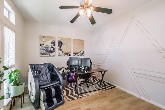 7015 Timber Edge Ln, Humble, TX 77346 - office space featuring wood finished floors and a ceiling fan