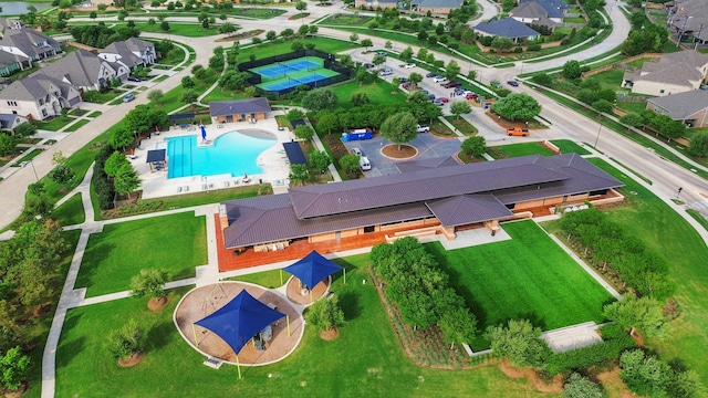6406 Bluestem Meadow Trce, Katy, TX 77493 - aerial view of property's location featuring a pool area and nearby suburban area
