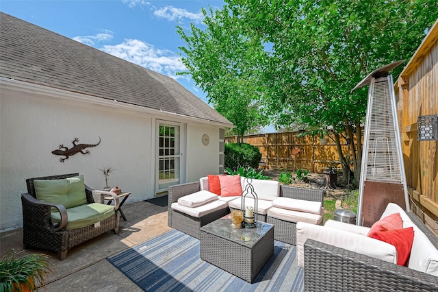 1265 Du Barry Ln, Houston, TX 77018 - view of patio with an outdoor hangout area and fence