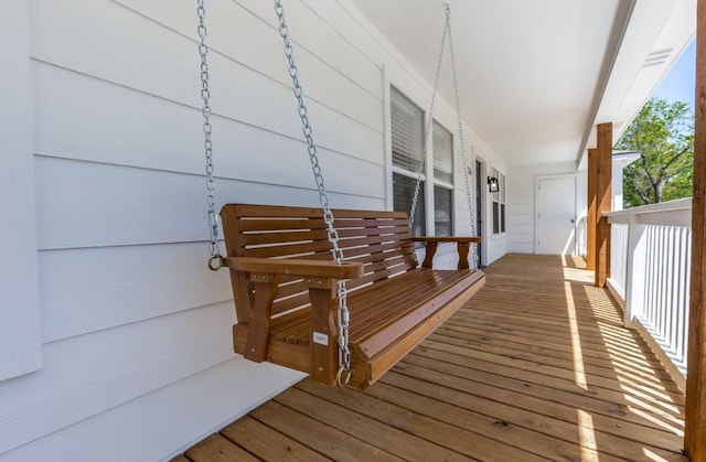 wooden deck with covered porch