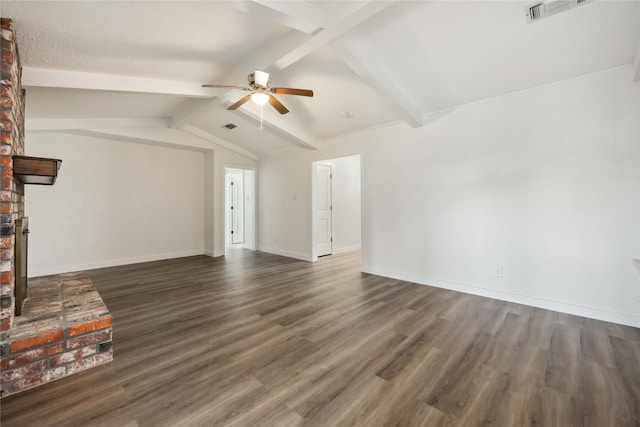 12418 A Bar Dr, Santa Fe, TX 77510 - unfurnished living room featuring ceiling fan, wood finished floors, a fireplace, and baseboards