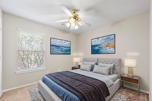 3030 Glenthorpe Ln, Katy, TX 77494 - bedroom with a ceiling fan, baseboards, and light colored carpet
