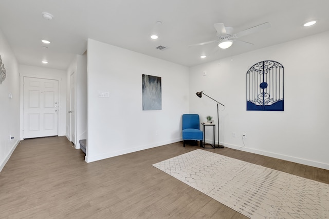 12603 Telge Rd Unit 30C-D, Cypress, TX 77429 - unfurnished room featuring wood finished floors, recessed lighting, baseboards, and a ceiling fan