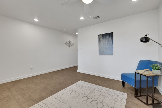 12603 Telge Rd Unit 30C-D, Cypress, TX 77429 - sitting room featuring recessed lighting, wood finished floors, baseboards, and a ceiling fan