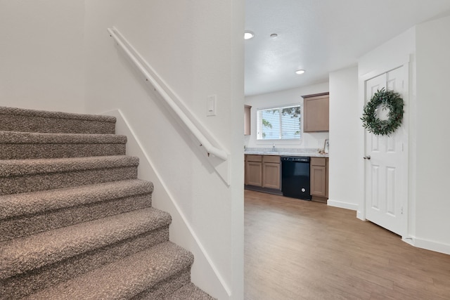 12603 Telge Rd Unit 30C-D, Cypress, TX 77429 - stairway with wood finished floors, recessed lighting, and baseboards